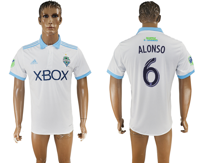 2017-2018 Seattle Sounders FC ALONSO #6 football jersey white