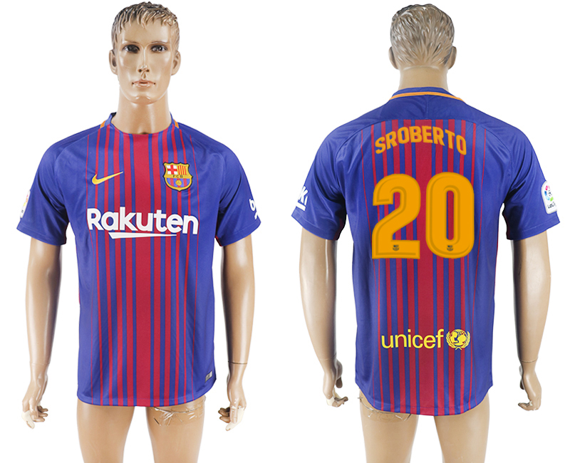 2018 Barcelona FOOTBALL JERSEYS SROBERTO #20BLUE&RED