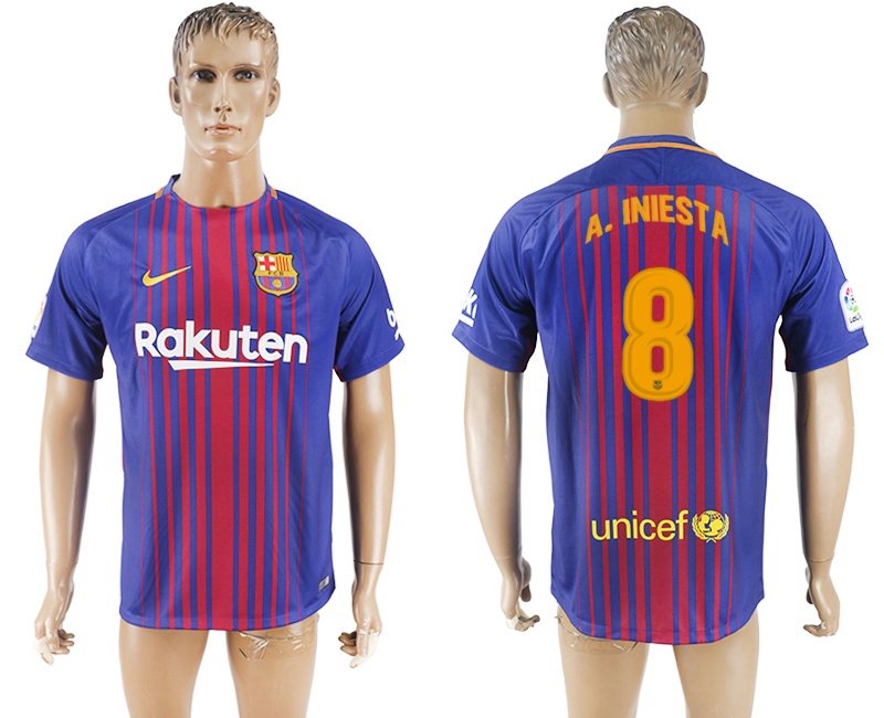 MAILLOTS DE FOOTBALL DE BARCELONE 2018 A.INIESTA #8 BLEU ET ROUGE