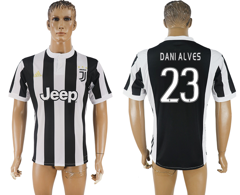 2017-2018 Juventus F.C. DANI AJVES #23 football jersey black&whi