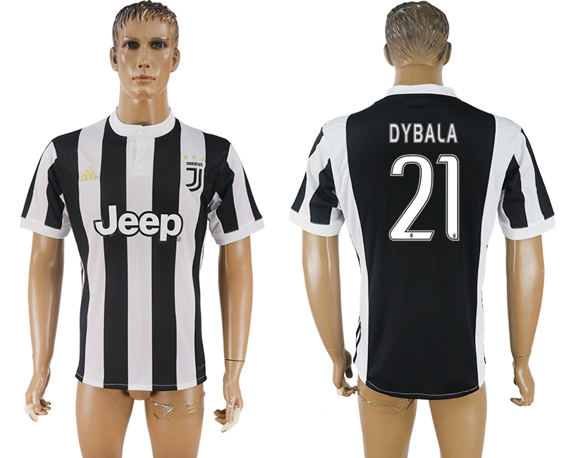 2017-2018 Juventus F.C. DYBALA #21 football jersey black&white
