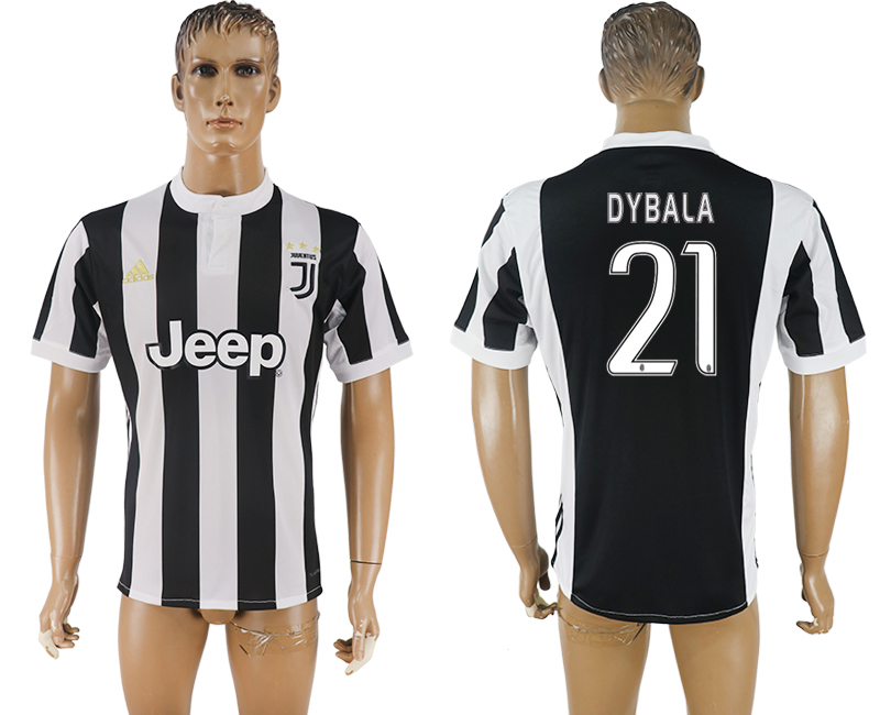 Maillot de football Juventus FC DYBALA #21 2017-2018 noir et blanc