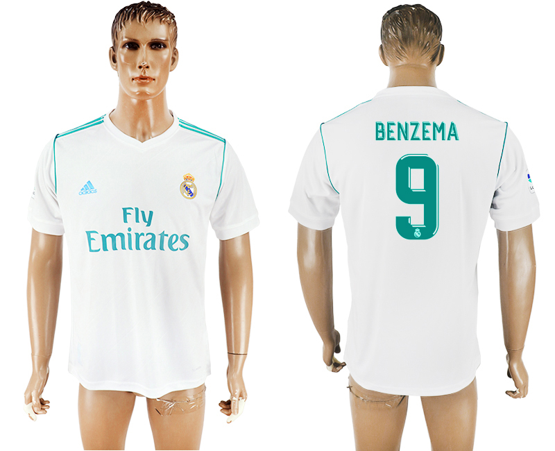 2017-2018 Real Madrid CF BENZEMA #9 FOOTBALL JERSEY WHITE