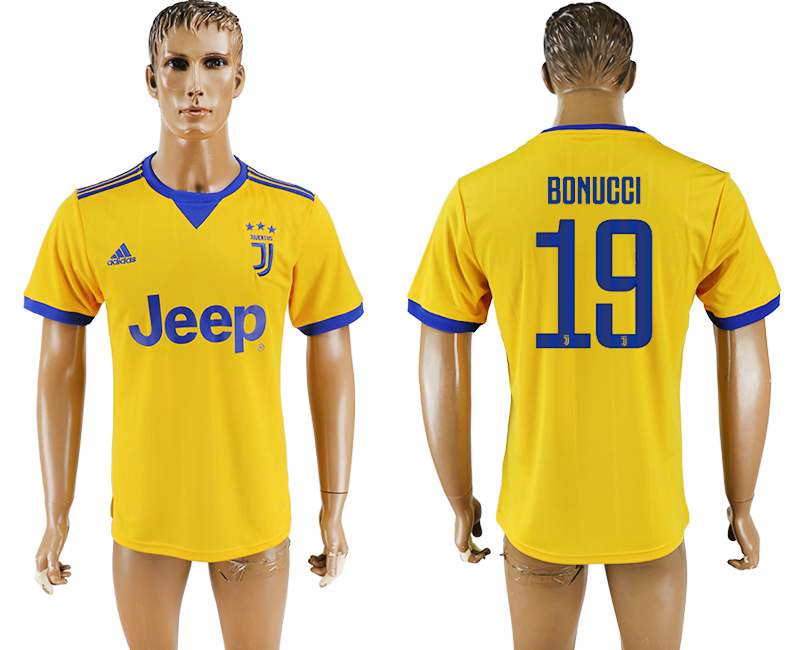 Maillot de football Juventus FC BONUCCI #19 jaune 2017-2018