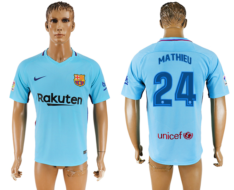 MAILLOT DE FOOTBALL 2018 BARCELONE MATHIEU #24 BLEU