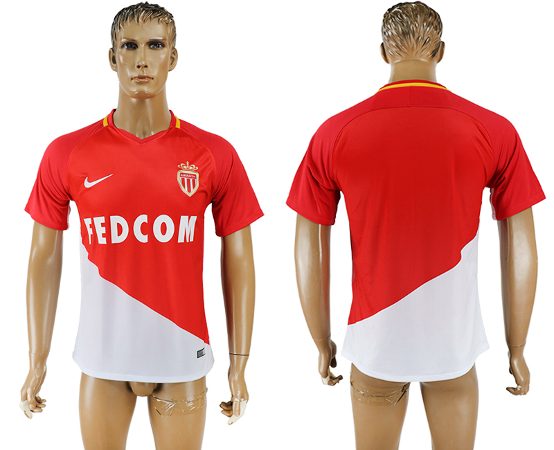 2017-2018 AS Monaco   football jersey red&white