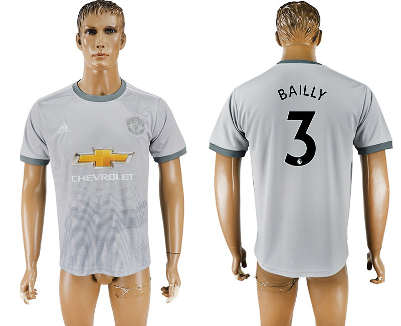Maillot de football Manchester United BAILLY #3 gris 2017-2018