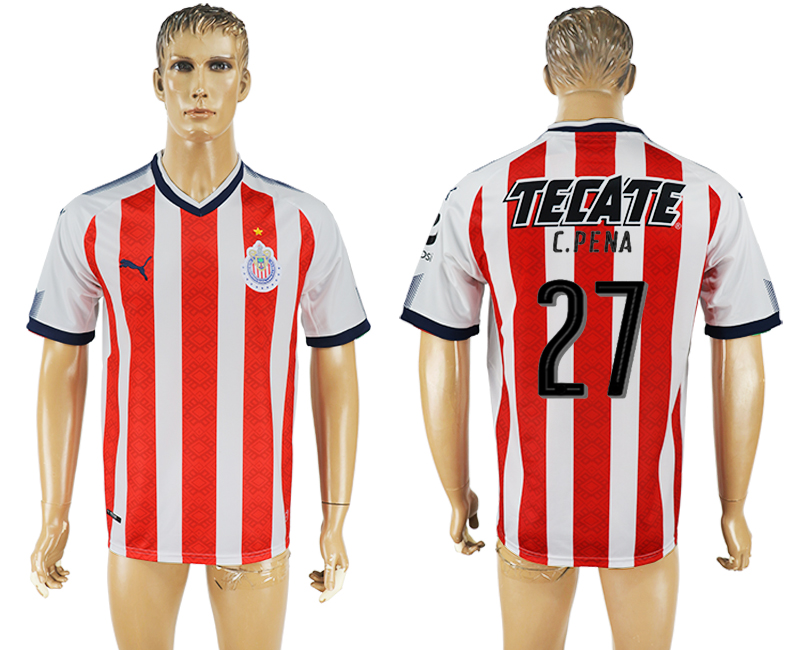 Maillot de football Guadala C.PENA #27 2017-2018 Rouge et Blanc