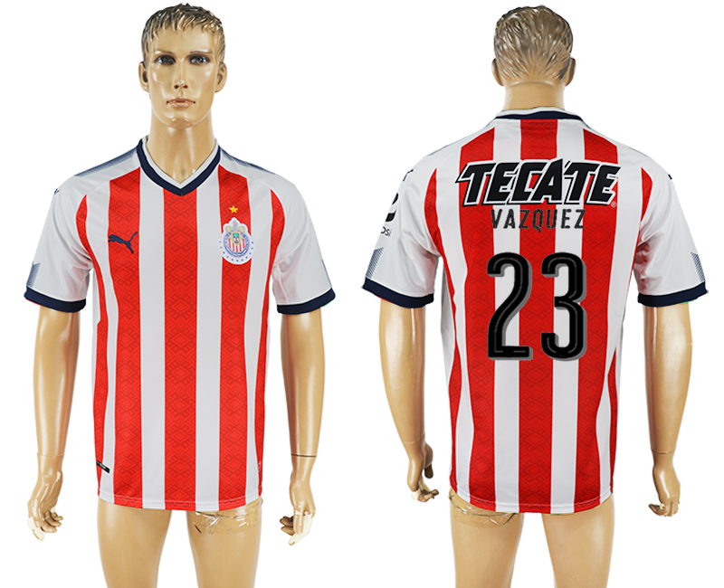 Maillot de football Guadala VAZQUEZ #23 2017-2018 Rouge et Blanc