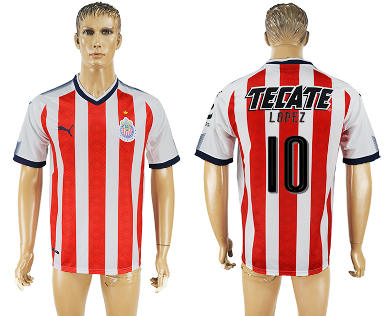 Maillot de football Guadala Lopez #10 2017-2018 Rouge et Blanc