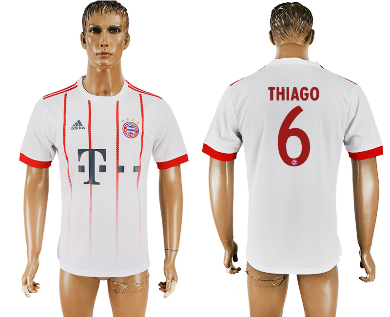 2018 BAYERN MUNCHEN THIAGO #6 FOOTBALL JERSEY WHITE