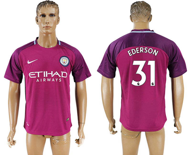Maillot de football Manchester City FC EDERSON #31 2017-2018 violet