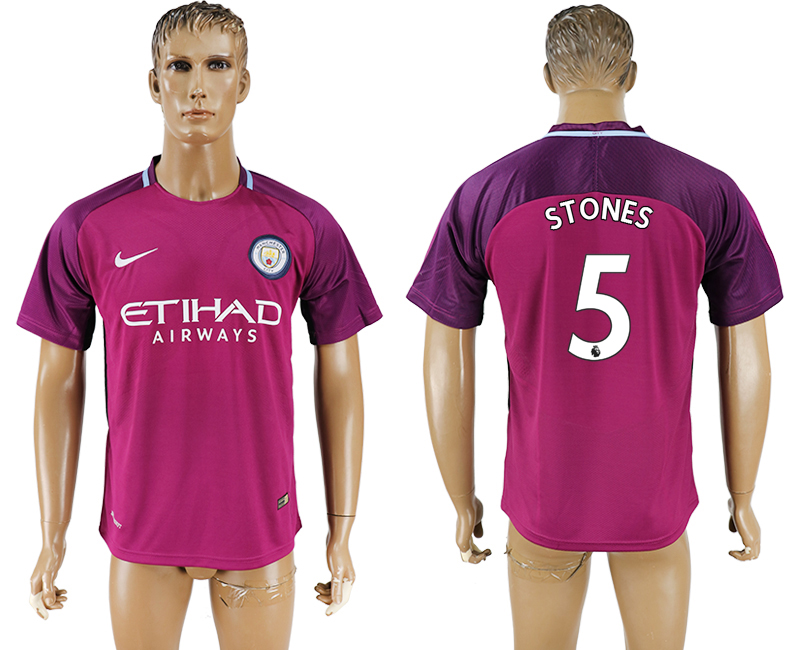 2017-2018 Manchester City F.C. STONES #5 football jersey purple