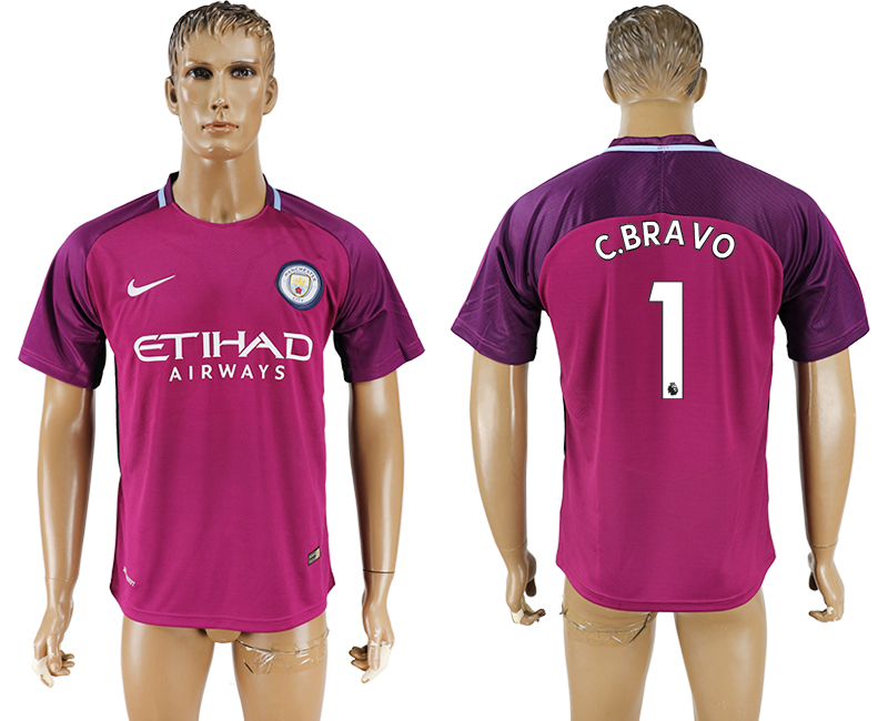 2017-2018 Manchester City F.C. C.BRAVO #1 football jersey purple