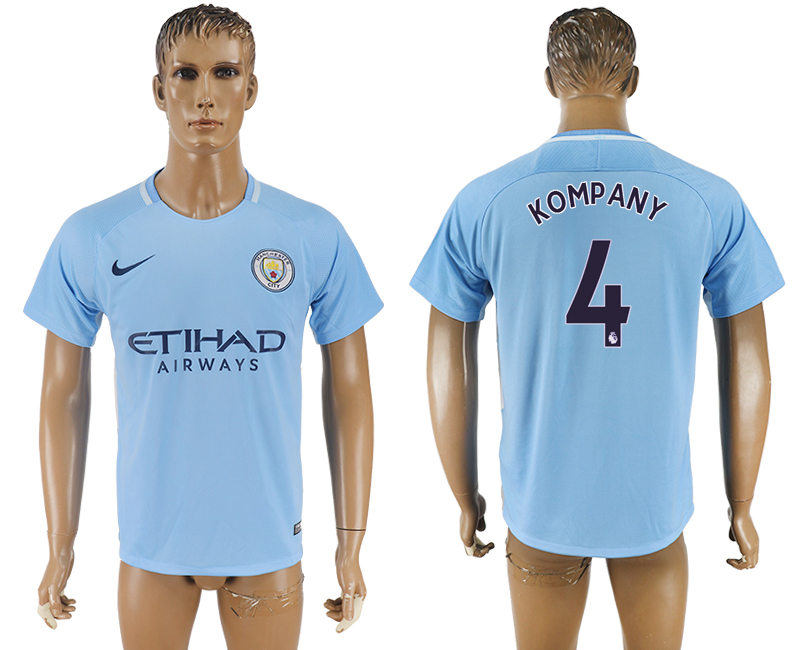 2017-2018 Manchester City F.C. KOMPANY #4 football jersey blue