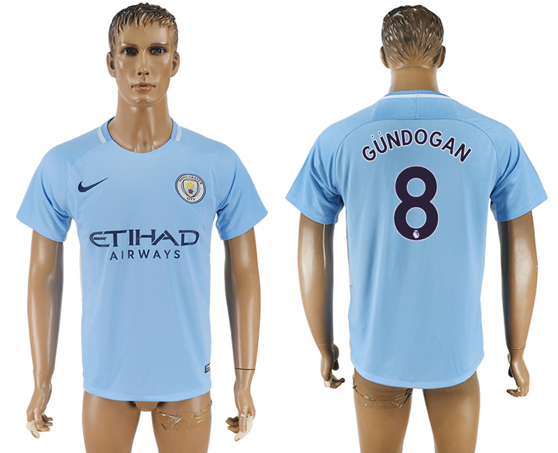 2017-2018 Manchester City F.C. GUNDOGAN #8 football jersey blue