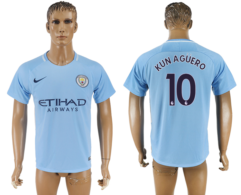 2017-2018 Manchester City F.C. KUN AGUERO #10 football jersey bl