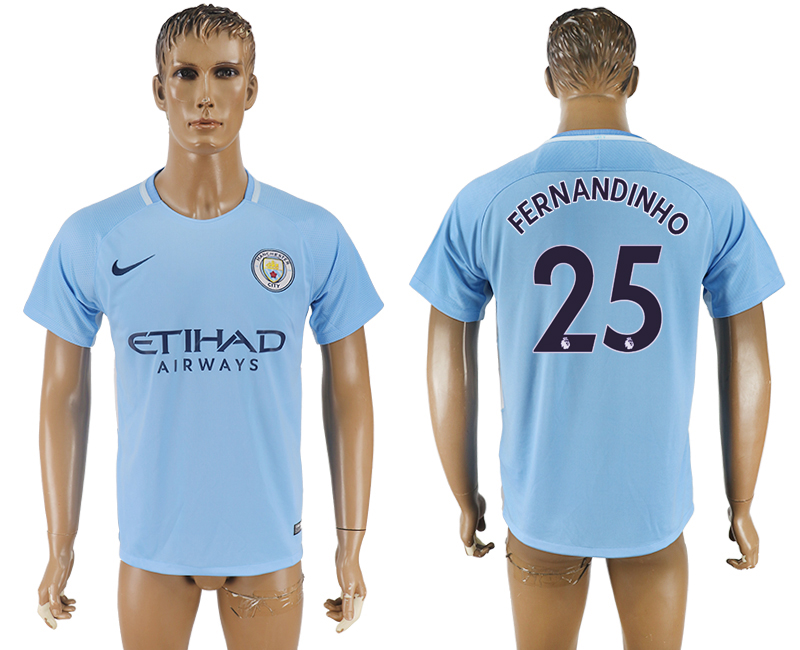 Maillot de football Manchester City FC FERNANDINHO #25 2017-2018 b