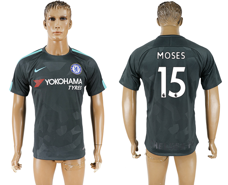 Maillot de football Chelsea Football Club MOSES #15 noir 2017-2018