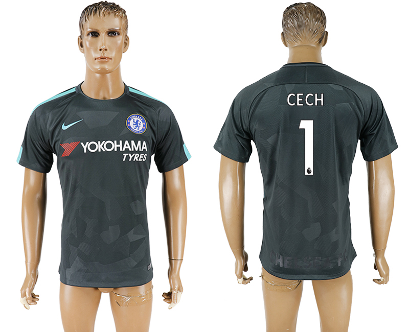 2017-2018 Chelsea Football Club CECH #1 football jersey black