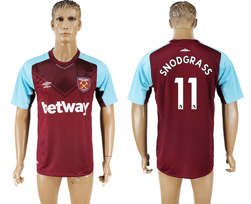 Maillot de football SNODGRASS #11 du West Ham United Football Club 2017-2018