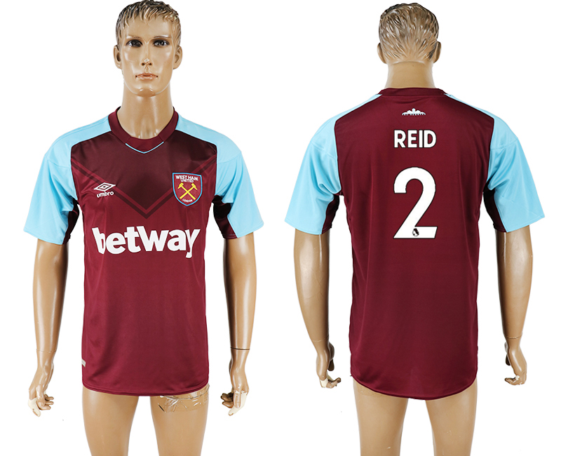 2017-2018 West Ham United Football Club REID #2 football jersey