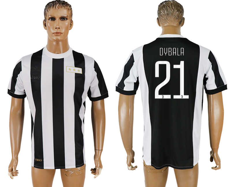 2017-2018 Juventus F.C. DYBALA #21 football jersey black&white