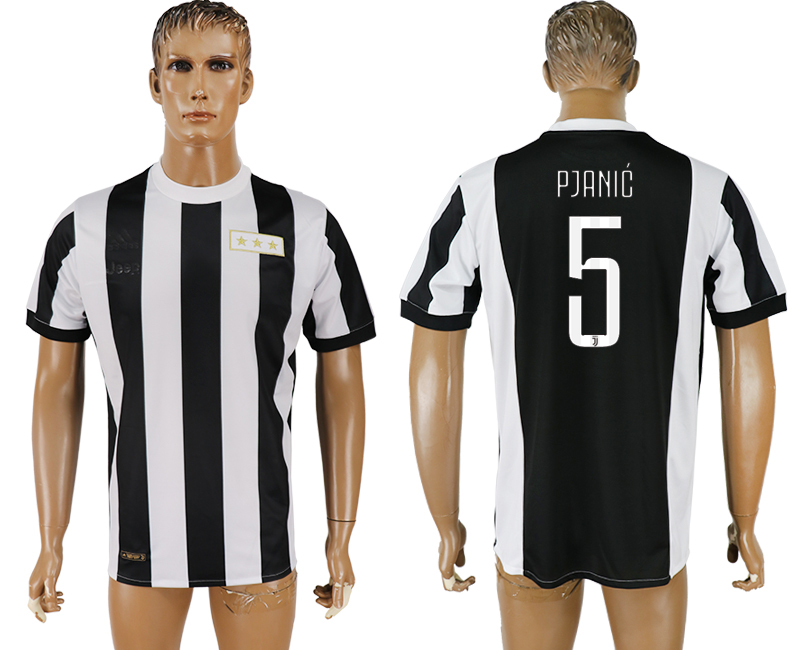 2017-2018 Juventus F.C. PJANIC #5 football jersey black&white
