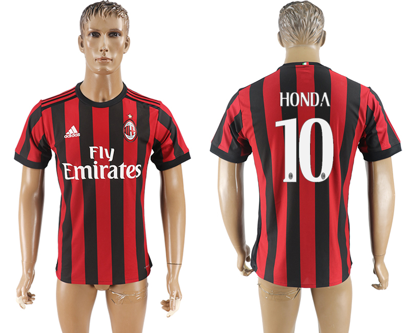 2017-18 football jersey AC MILAN HONDA #10 RED&BLACK