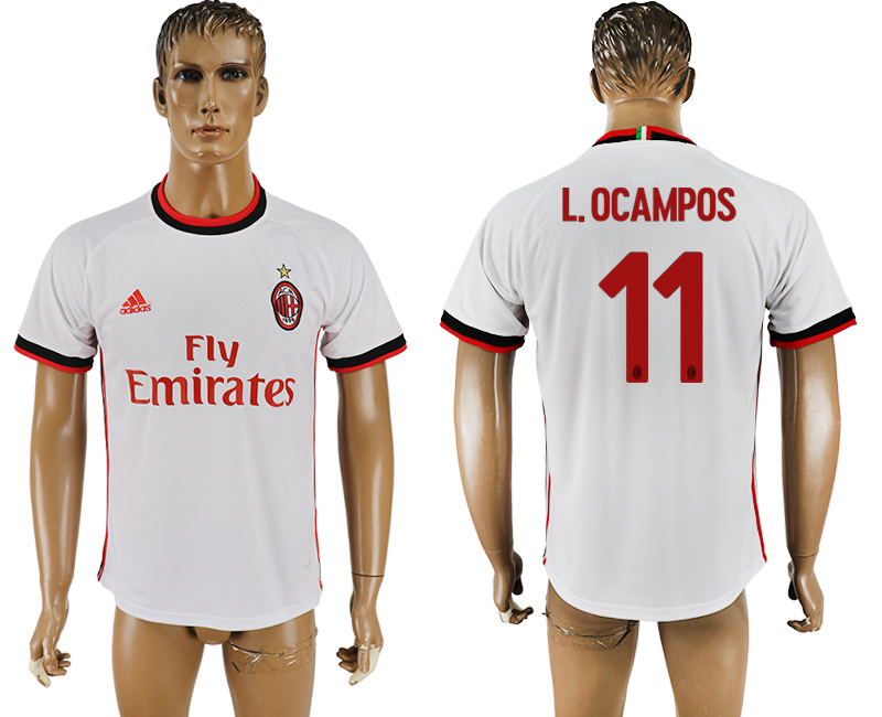 2017-18 football jersey  AC MILAN L.OCAMPOS #11WHITE