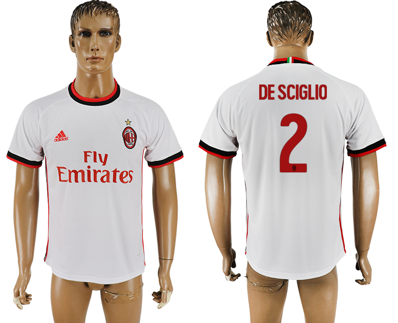 2017-18 football jersey  AC MILAN DE SCIGLIO #2 WHITE