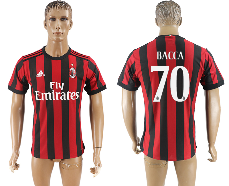 2017-18 football jersey  AC MILAN BACCA #70 RED &BLACK