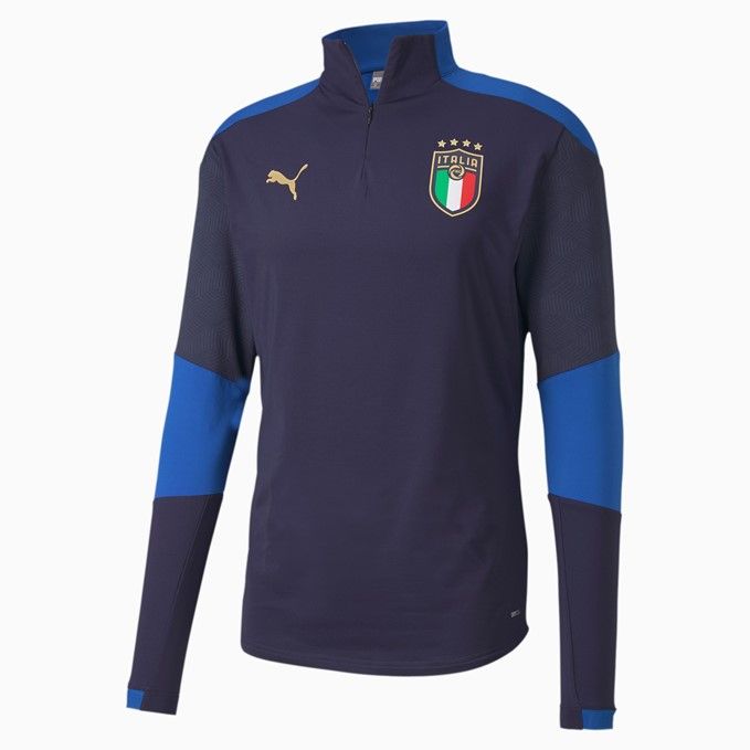 Italy Training Shirt Tracksuit 1/4 Zip EURO 2020 - Peacoat/Team Power Blue Kids