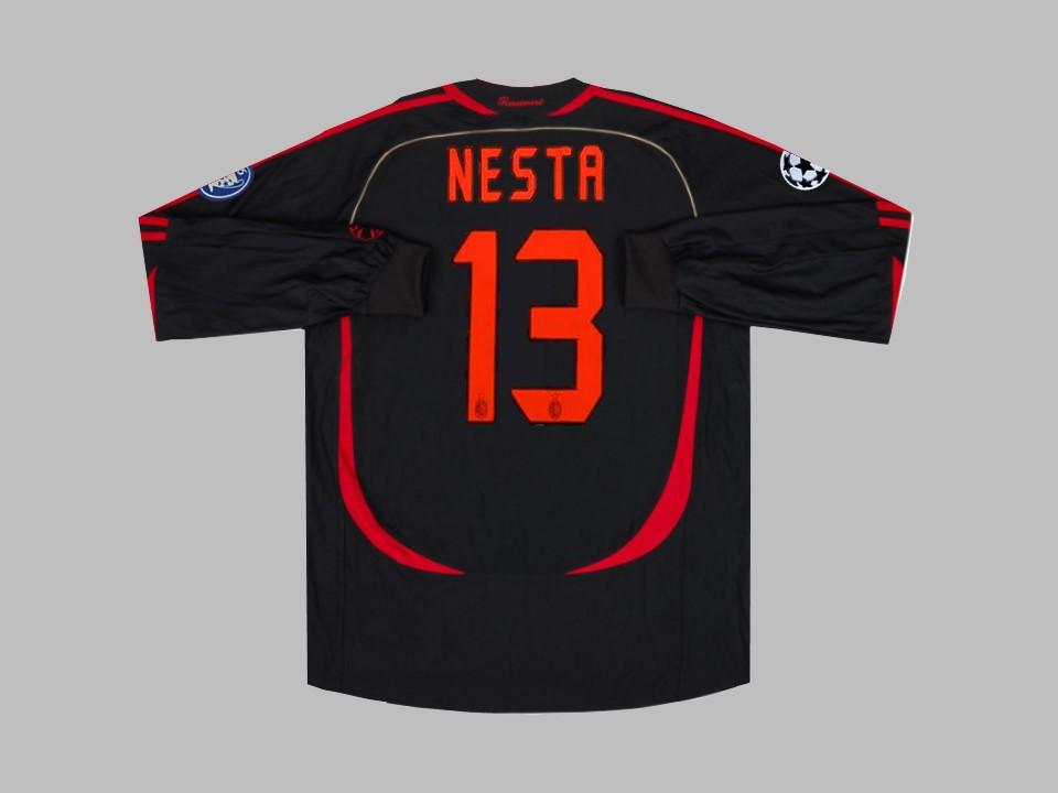 Maillot ext&#233;rieur &#224;  manches longues de l\'AC Milan 2006 2007 Ligue des champions Nesta 13