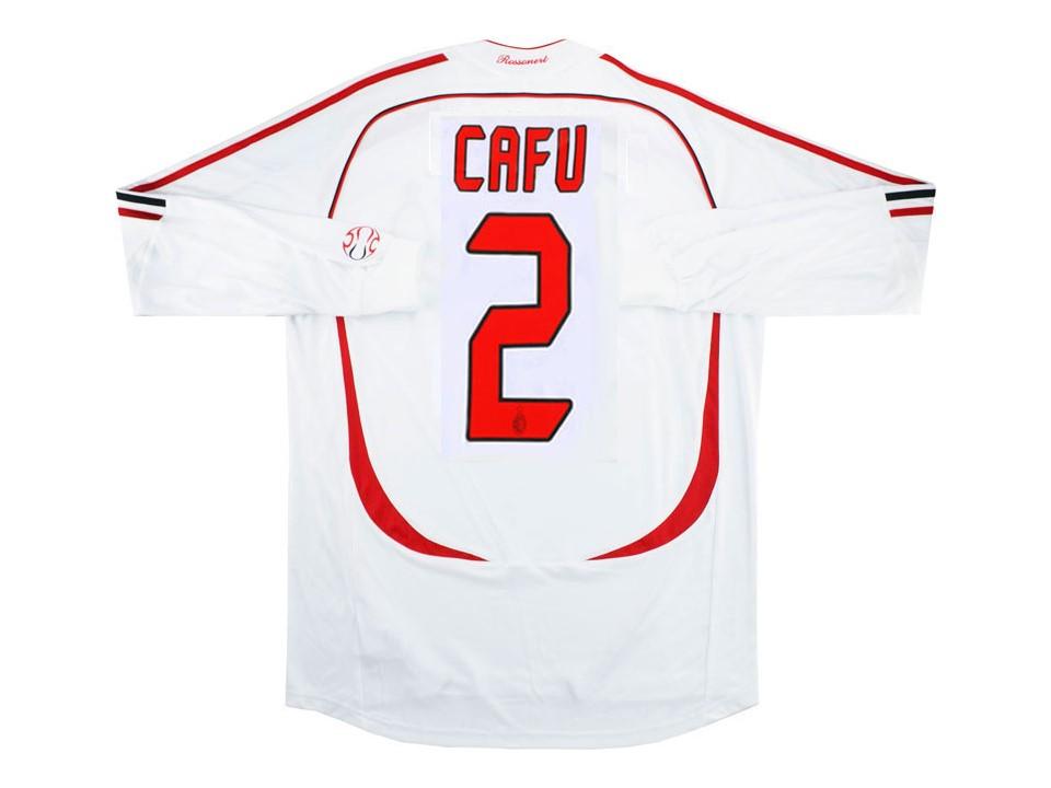 Ac Milan 2007 Cafu 2 Long Sleeve Away Football Shirt Soccer Jersey