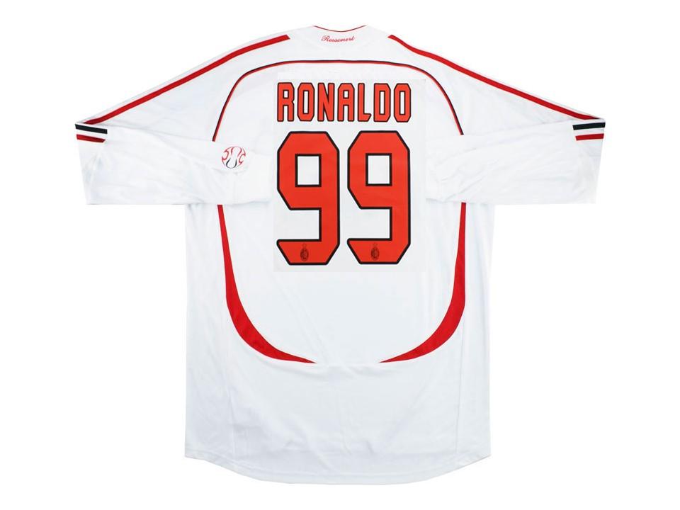 Ac Milan 2007 Ronaldo 99 Long Sleeve Away Football Shirt Soccer Jersey