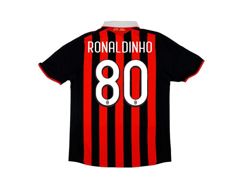 Ac Milan 2009 2010 Ronaldinho 80 Jersey Home Football Shirt Soccer Jersey