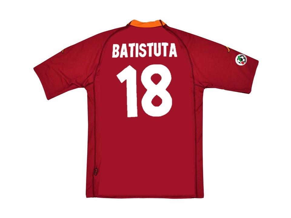 As Roma 2000 2001 Batistuta 18 Home Football Shirt Soccer Jersey