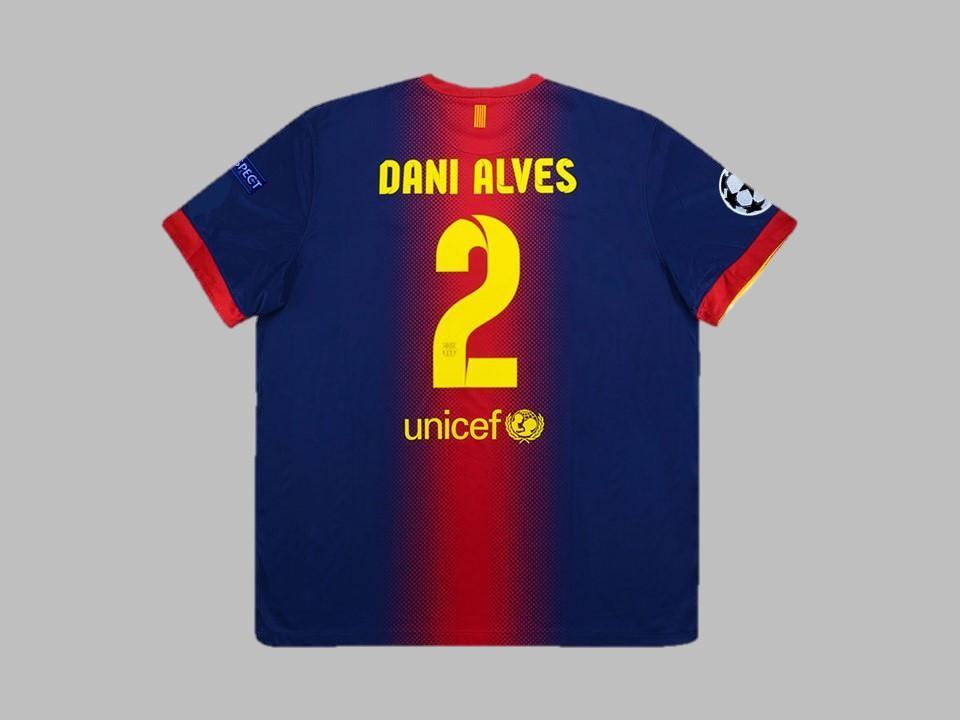 Barcelona 2012 2013 Ucl Patches Dani Alves 2 Home Shirt