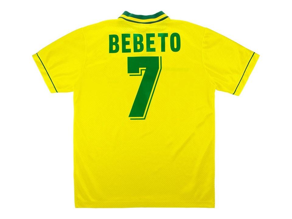 Brazil Brasil 1994 Bebeto 7 World Cup Home Jersey