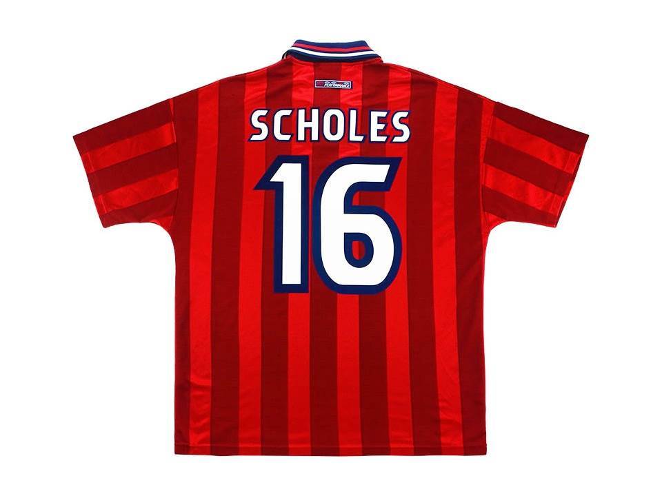 England 1998 Scholes 16 Away Football Shirt Soccer Jersey