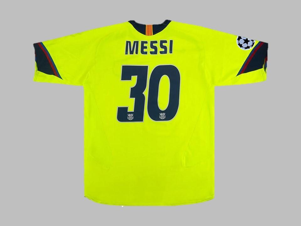 Fc Barcelona 2005 2006 Messi 30 Away Ucl Shirt