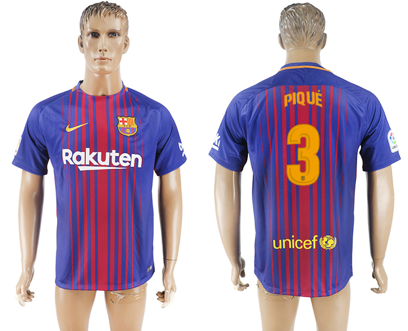 2018 Barcelona FOOTBALL JERSEYS PIQUE #3BLUE&RED