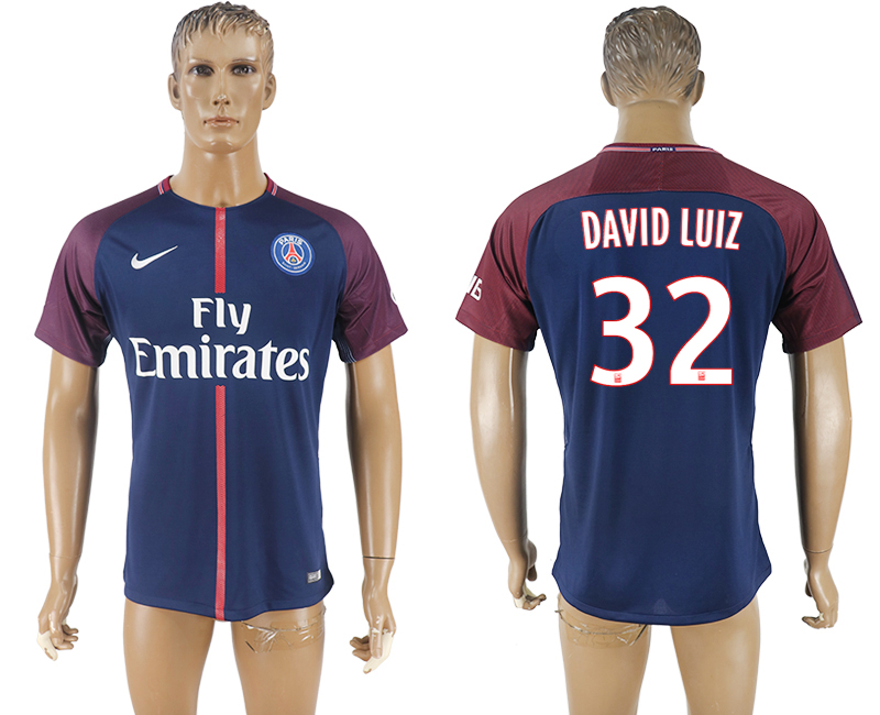 2018 PSG FOOTBALL JERSEYS DAVID LUIZ #32 BLUE