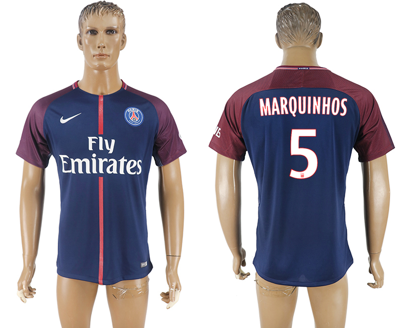 2018 PSG FOOTBALL JERSEYS MARQUINHOS #5 BLUE