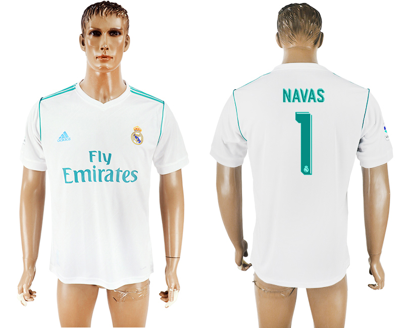 2017-2018 Real Madrid CF NAVAS #1 FOOTBALL JERSEY WHITE