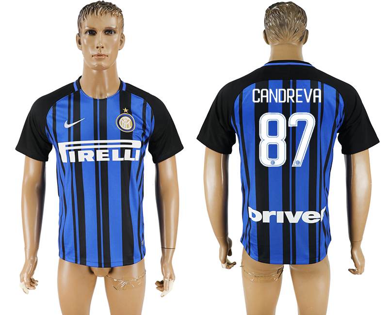 2017-2018 Inter Milano CANDREVA #87 FOOTBALL JERSEY BLUE&BLACK