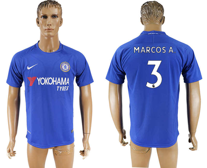 2017-2018 Chelsea Football Club MARCOS A #3 football jersey blue