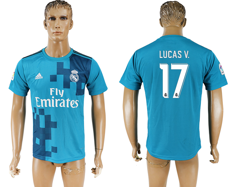 2017-2018 Real Madrid CF LUCAS V. #17 FOOTBALL JERSEY BLUE