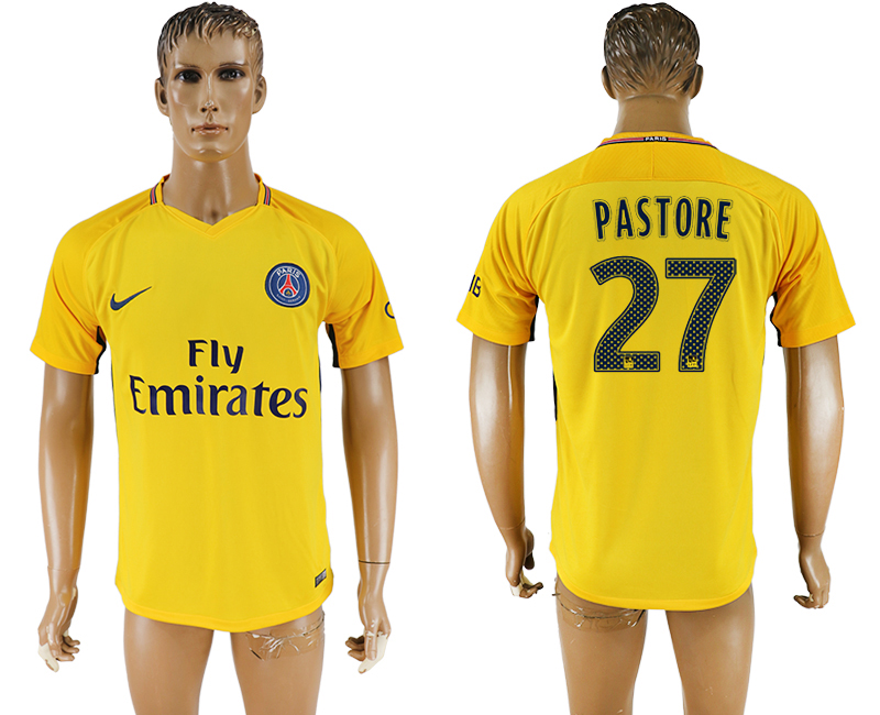 2018 PSG FOOTBALL JERSEYS PASTORE #27 YELLOW